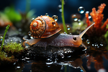微距的蜗牛图片