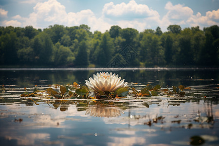 漂浮在水中的莲花背景图片