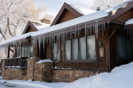 冬天结冰的住宅图片