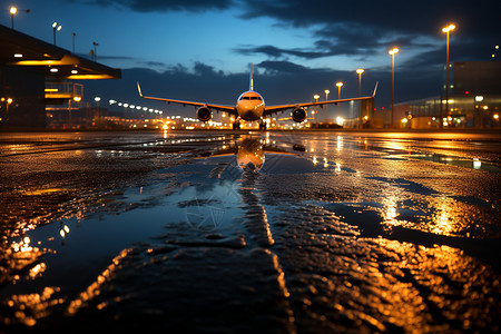 夜晚机场的灯光图片