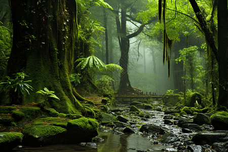 神秘的热带雨林景观高清图片