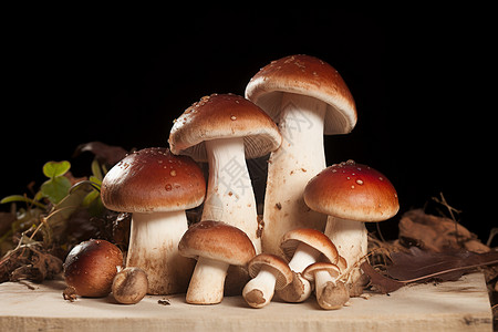 秋天餐桌上的美味蘑菇高清图片