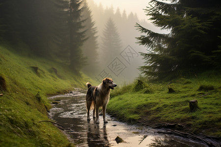 孤独行走的狗狗图片