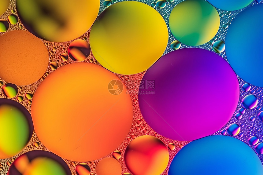 抽象五彩斑斓的油滴气泡背景图片