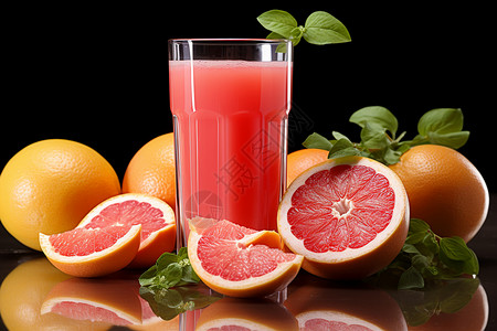 美味新鲜的柚子柑橘汁背景图片