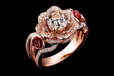 玫瑰金磨砂戒指奢华的钻石戒指背景