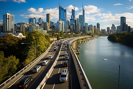 路桥检测高空中的道路背景