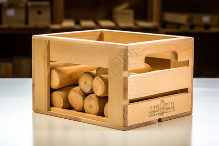 静置的木头盒子图片