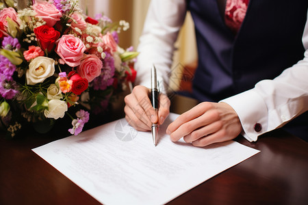 婚礼典礼素材传统的法律文书签订背景