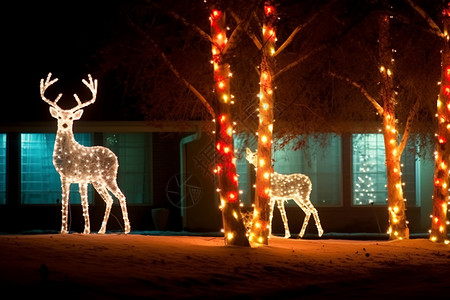 圣诞节的发光驯鹿背景图片