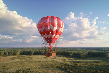 缓缓升空的热气球图片