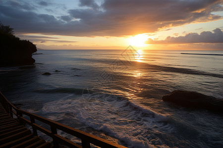 傍晚海边的日落景象图片