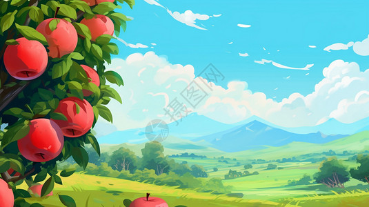 空旷的苹果园背景图片