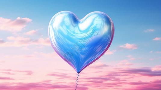 漂浮蓝色爱心蓝色心形气球插画