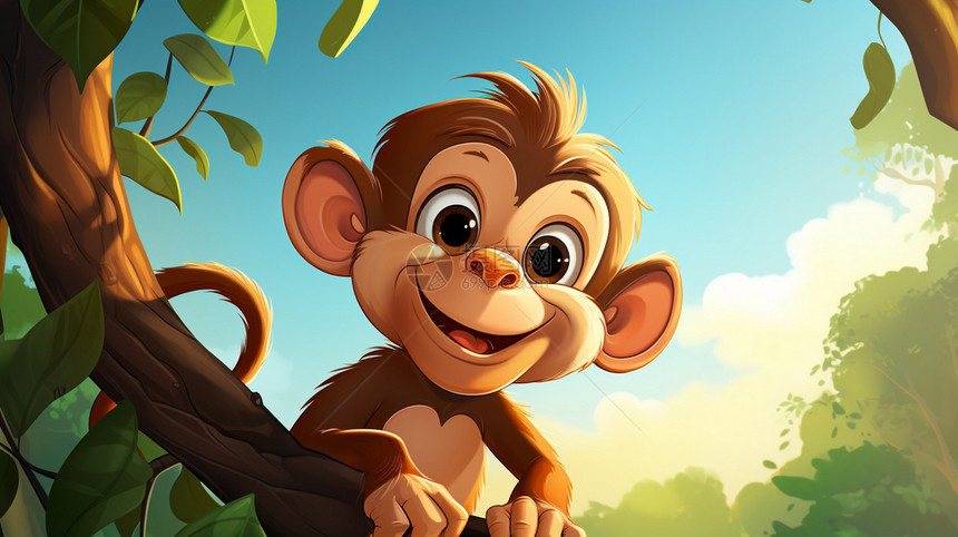 猴子背景的插画图片