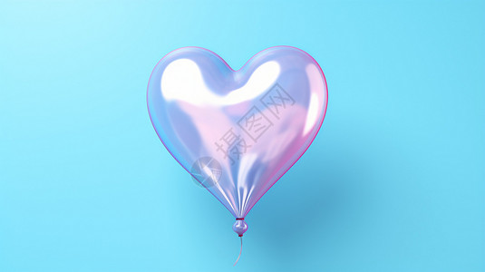 漂浮蓝色爱心反光的心形气球插画