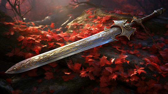 斑驳的金属古剑背景图片