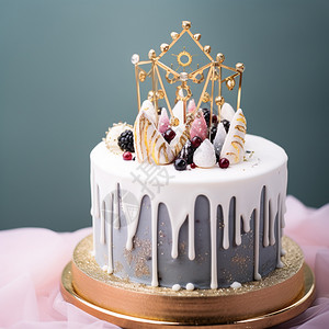 精美装饰皇冠简单的生日蛋糕背景