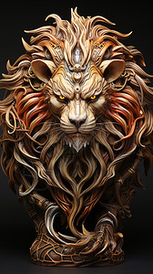 正面狮头的雕像背景图片