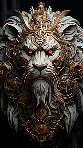 立体的狮头雕刻背景图片