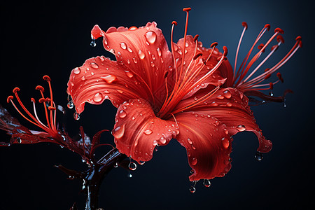 水滴上的红掌花图片