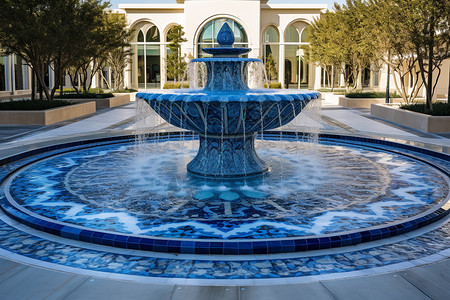 绚丽的蓝色喷泉背景图片
