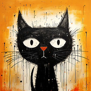 简单的小猫绘画背景图片