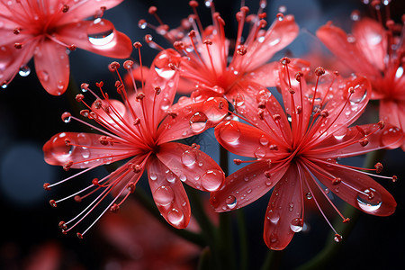 红水滴缤红绮丽的粉色花朵设计图片