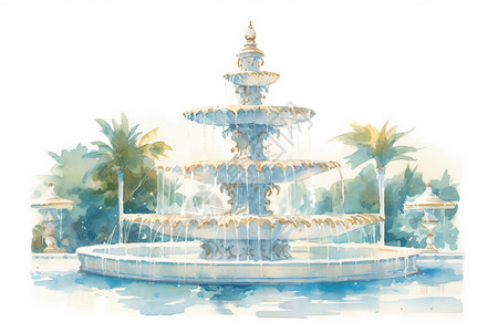 水上喷泉豪华的喷泉建筑插画