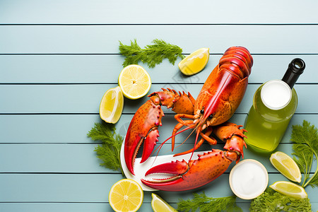 红盘鲜美丰盛：波士顿龙虾的诱人诱惑背景