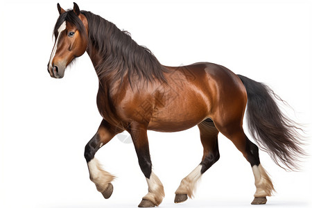 马场中的棕色马匹高清图片