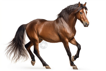 白色背景上的棕色马匹高清图片