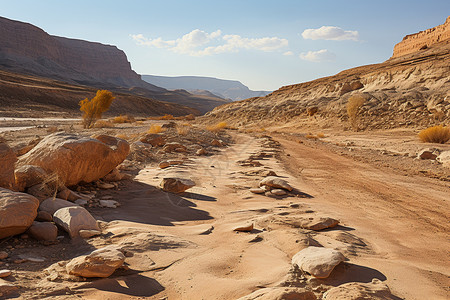 徒步旅行的沙漠砂石地区图片