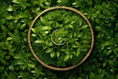 清新香气的绿色茶叶背景图片