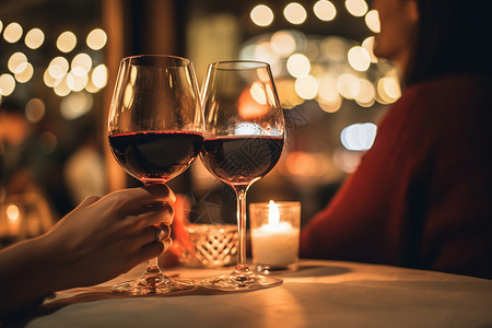 浪漫之夜的红酒杯背景图片