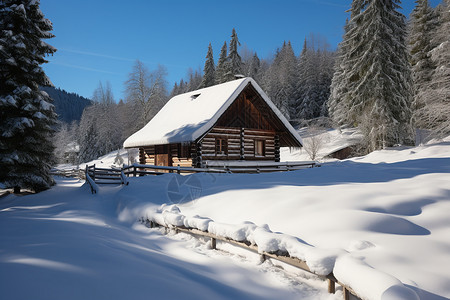 冬季冰雪乡村的美丽景观图片