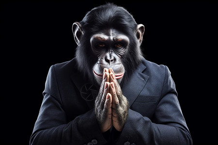 大猩猩荚猿猴装扮的商人设计图片