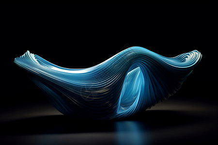 蓝色流动抽象雕塑图片