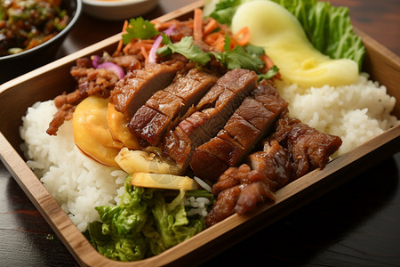 招牌小吃的台湾烤肉盖饭图片