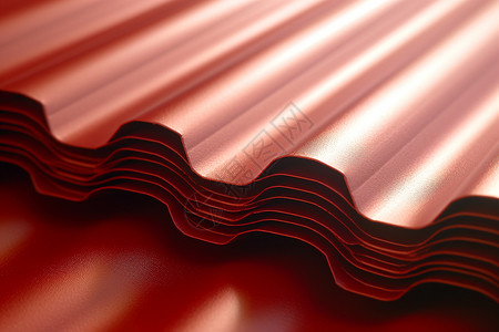 红色波浪的瓦片屋顶图片