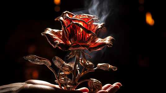 魔术舞台创意感燃烧的红色玫瑰设计图片