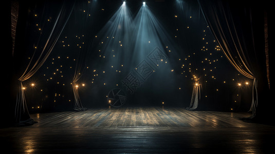 木质舞台星光点点的神秘舞台设计图片