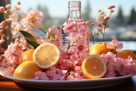 清凉的樱花柠檬苏打水高清图片
