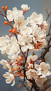 枝头盛开的美丽梨花背景图片