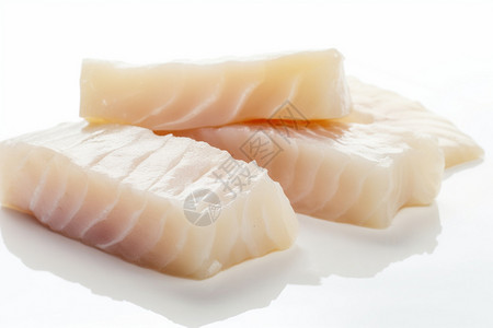 健康营养的生鳕鱼片背景图片