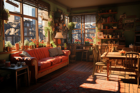 阳光中的客厅图片