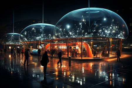 广场街景未来智能监控设计图片