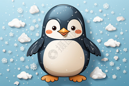 冬日中的小企鹅背景图片