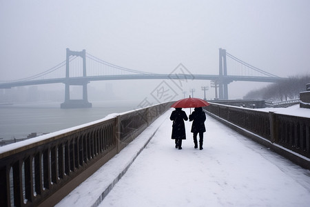 小雪城市冬季的城市景观背景