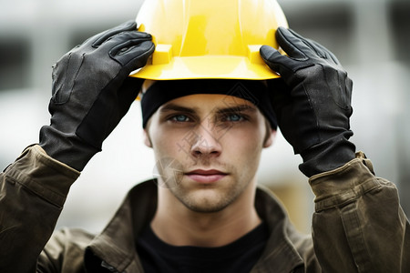 佩戴安全帽的建筑工人图片
